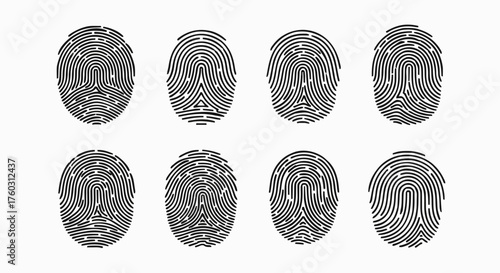 Collection of eight fingerprint icons