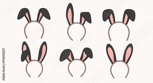 Easter Bunny Ears Headband Vector Collection Festive Accessories for Holiday Celebrations