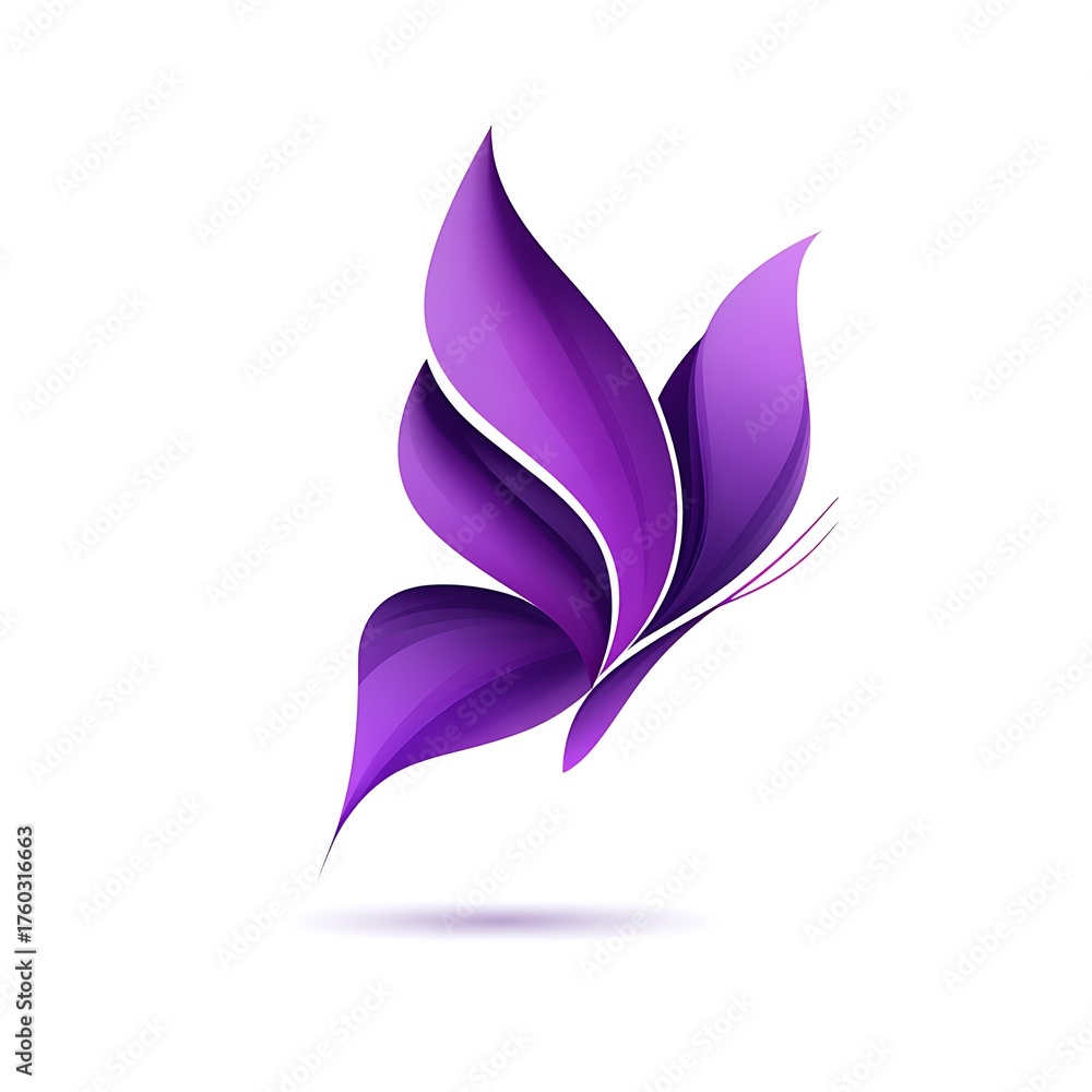 Fototapeta premium Elegant purple butterfly logo design with flowing petal wings