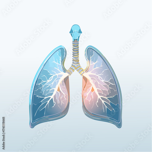 Innovative abstract representation of human lungs illuminated against a technology