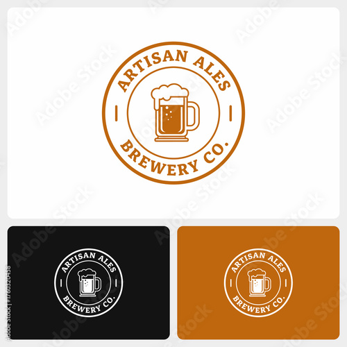 Vintage Artisan Ales Brewery Co logo with beer mug icon.
