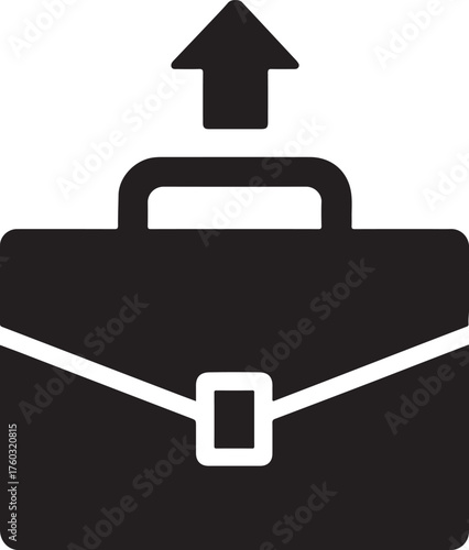 Business briefcase with upward arrow icon vector illustrating career growth, success, and progress.