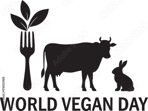 World Vegan Day silhouette vector art