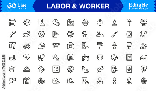 Labor And Workforce Symbols Minimal Line Icon Pack of Unique, Editable Vector Illustrations