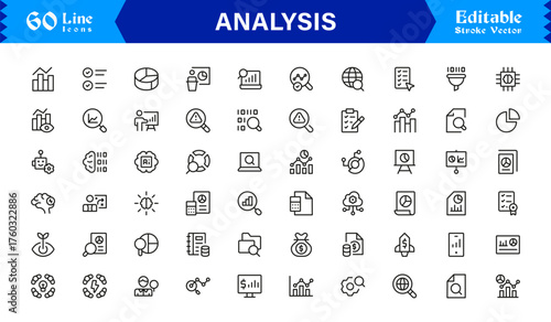 Analysis And Insight Line Icon Pack Unique, Clean, and Editable Collection of Minimal Style Icons for Reports, Charts, and Strategic Evaluation