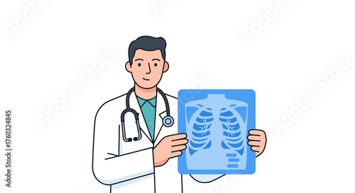 Doctor examining X-ray A medical professional analyzing a chest X-ray for diagnosis