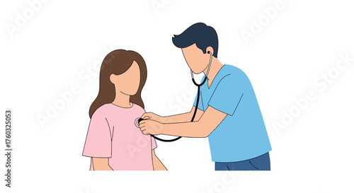Doctor Examining a Patient with a Stethoscope Healthcare Illustration