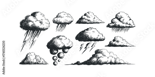 Collection of hand-drawn weather phenomena