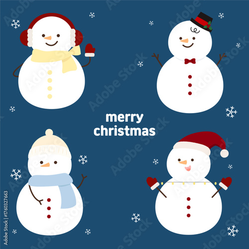 크리스마스 눈사람 일러스트 4종