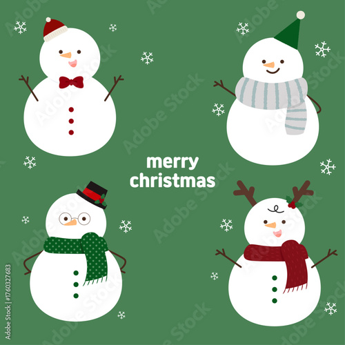 크리스마스 눈사람 일러스트 4종