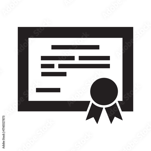black certificate icon with ribbon clip art preview