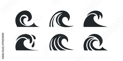 Six Stylized Wave Icons