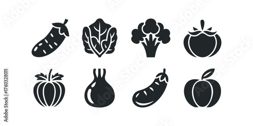 Collection of Simple Vegetable and Fruit Icons