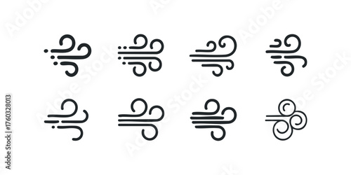 Wind speed icons showing different intensities