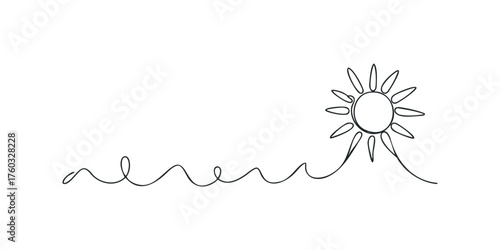 Minimalist sun with wavy line