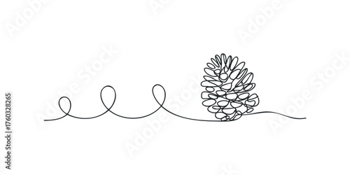 Minimalist Pinecone with Playful Line Swirl