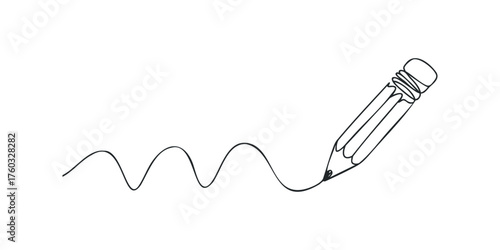 Hand drawn pencil creating a wavy line