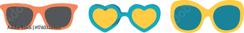 Colorful Sunglasses Collection Summer Fashion Accessories Eye Protection and Style with Heart Shaped and Classic Frames