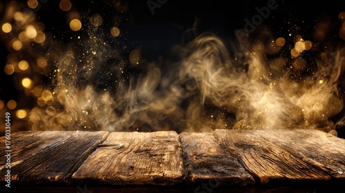 Warm glowing fireplace with cracking wooden logs, swirling smoke, golden sparks, cozy rustic ambiance, indoor festive decor scene