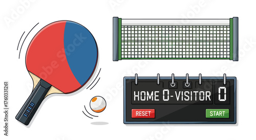 Dynamic Table Tennis Game Equipment Set with Paddle Ball Net Scoreboard.