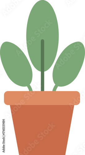 Flat Potted Houseplant Illustration