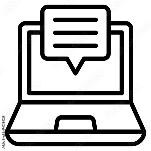 Laptop Chat  Icon Element For Design