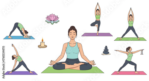 Yoga Poses Collection: Diverse Asanas for Wellness and Flexibility.