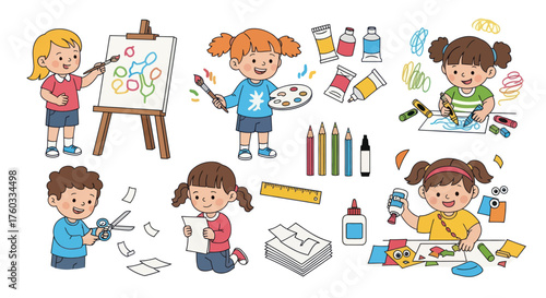 Children Engaging in Creative Arts and Crafts Activities.
