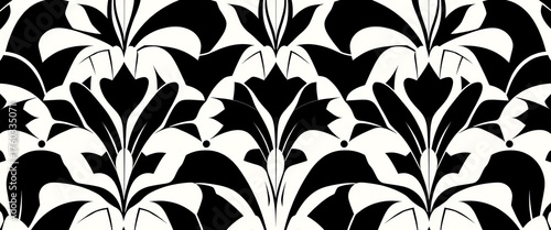 Elegant black and white Art Deco geometric seamless pattern , illustration, motif