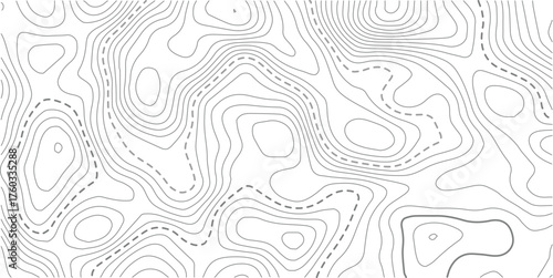 Topographic map background geographic line map with elevation assignments. Modern design with White background with topographic wavy pattern design.Topography grid contour map on white background