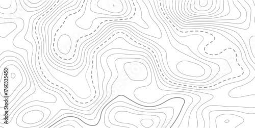 Topographic map background geographic line map with elevation assignments. Modern design with White background with topographic wavy pattern design.Topography grid contour map on white background