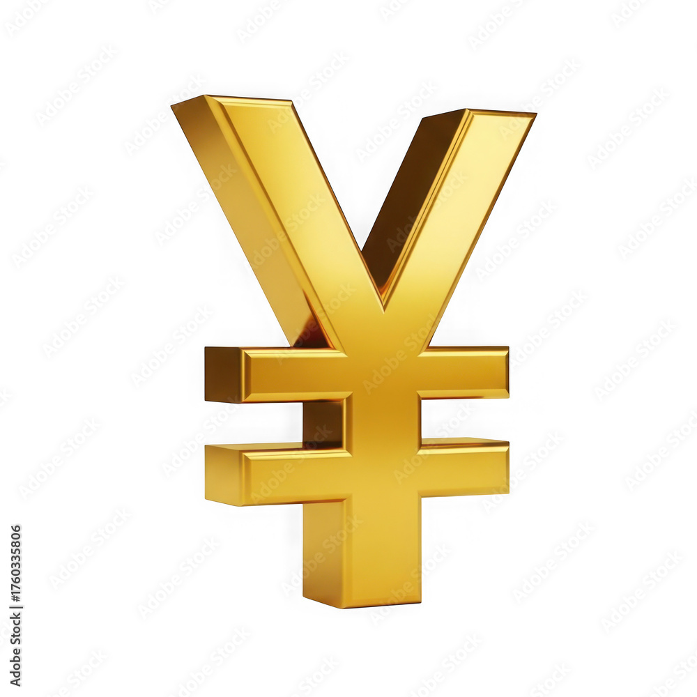 Obraz premium Golden yen currency symbol 3d render rich finance and investment symbol isolated on transparent background
