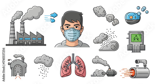 Person Wearing Protective Mask Facing the Viewer Isolated.