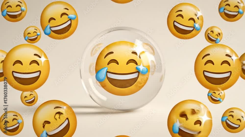 Emoji Explosion: Animated Laughing Faces with Tears in a Dynamic ...