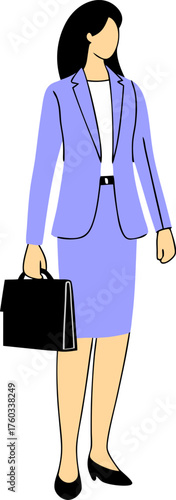 Businesswoman Lineart Vector Illustration: Professional Female Office Concept