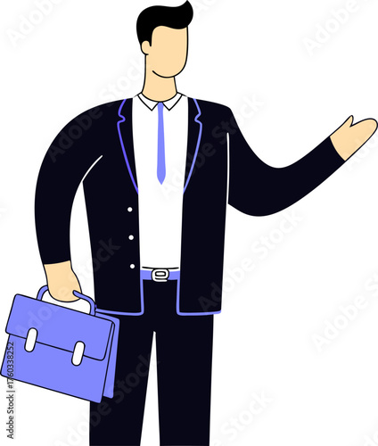 Businessman Lineart Vector Illustration: Office Professional Minimal Design