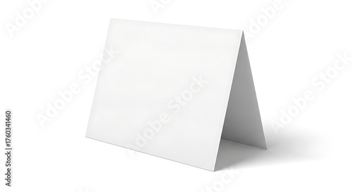 Blank White Table Tent Card Mockup on White Background.
