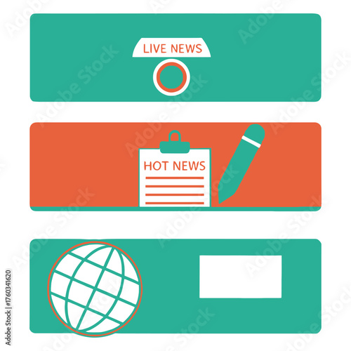 Journalism and media icons set features news camera notebook globe and more