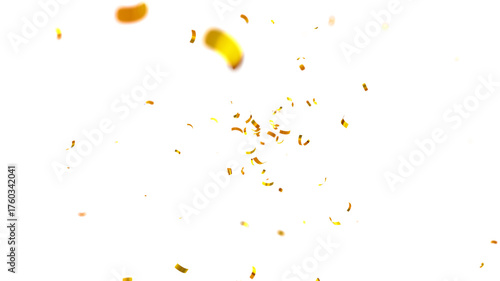 Falling isolated Gold Confetti. Glitter celebration PNG, Falling shiny gold confetti overlay on transparent background. 3d Rendering Transparent Confeti. Glossy golden festive tinsel. party, holiday,