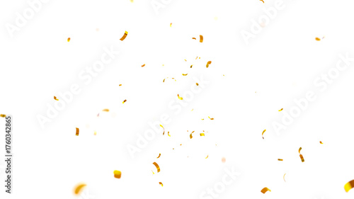 Falling isolated Gold Confetti. Glitter celebration PNG, Falling shiny gold confetti overlay on transparent background. 3d Rendering Transparent Confeti. Glossy golden festive tinsel. party, holiday,