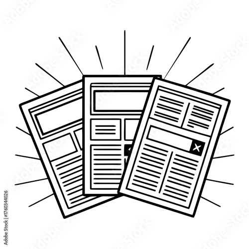 News and journalism icons set reporting information and media broadcast concepts