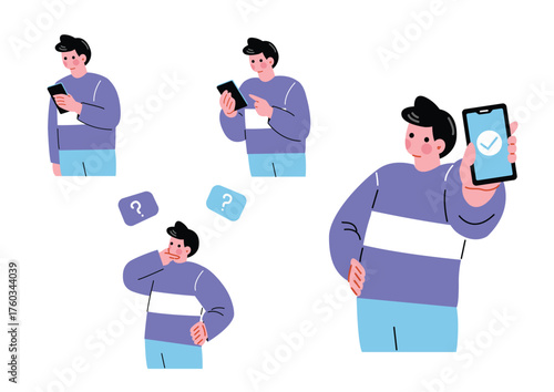 スマホを操作する男性セット