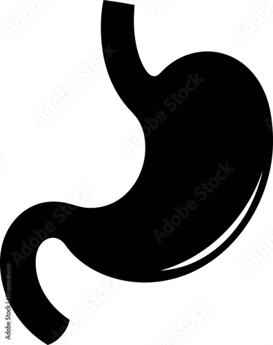  Vector art of stylized black silhouette of a human stomach, , representing digestion and internal organs