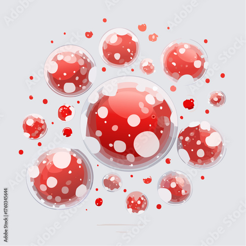 Artistic depiction of human cells as floating red and white spheres in water