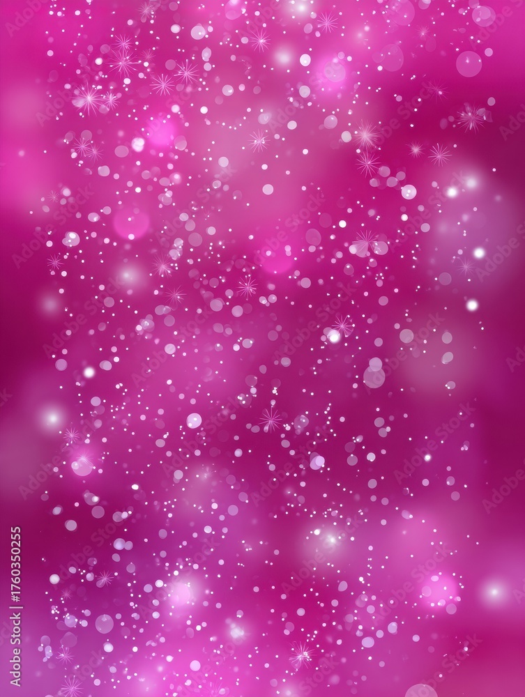 Obraz premium Bright pink background filled with soft glowing elements and sparkling dots, evoking a magical and vibrant feeling for festive occasions or artistic projects.