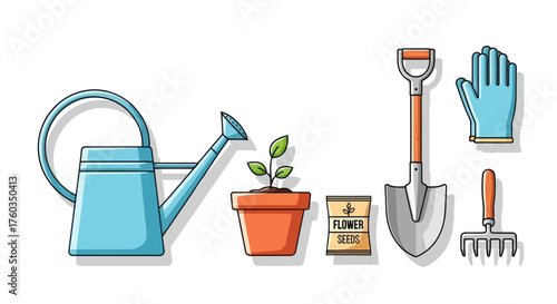 Assortment of Gardening Tools and Supplies for Planting.