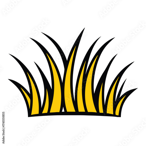Stylized yellow and black grass blades on a white background vector