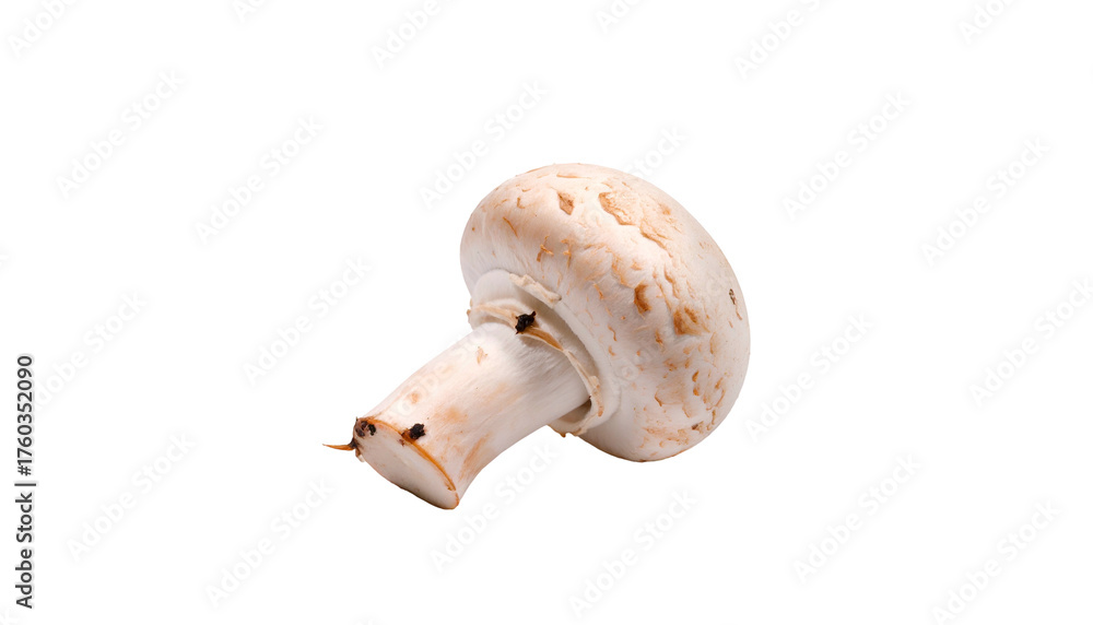 Fototapeta premium Single white mushroom with a stem on dark background