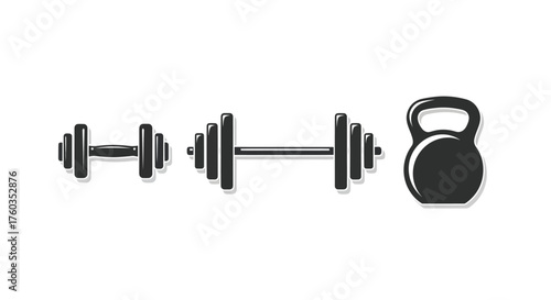 Dumbbells and Kettlebell: Fitness Equipment for Strength Training and Exercise.