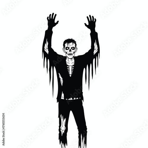 Spooky Halloween Skeleton Character with Outstretched Arms, Perfect for Haunted Themes and Seasonal Decorations